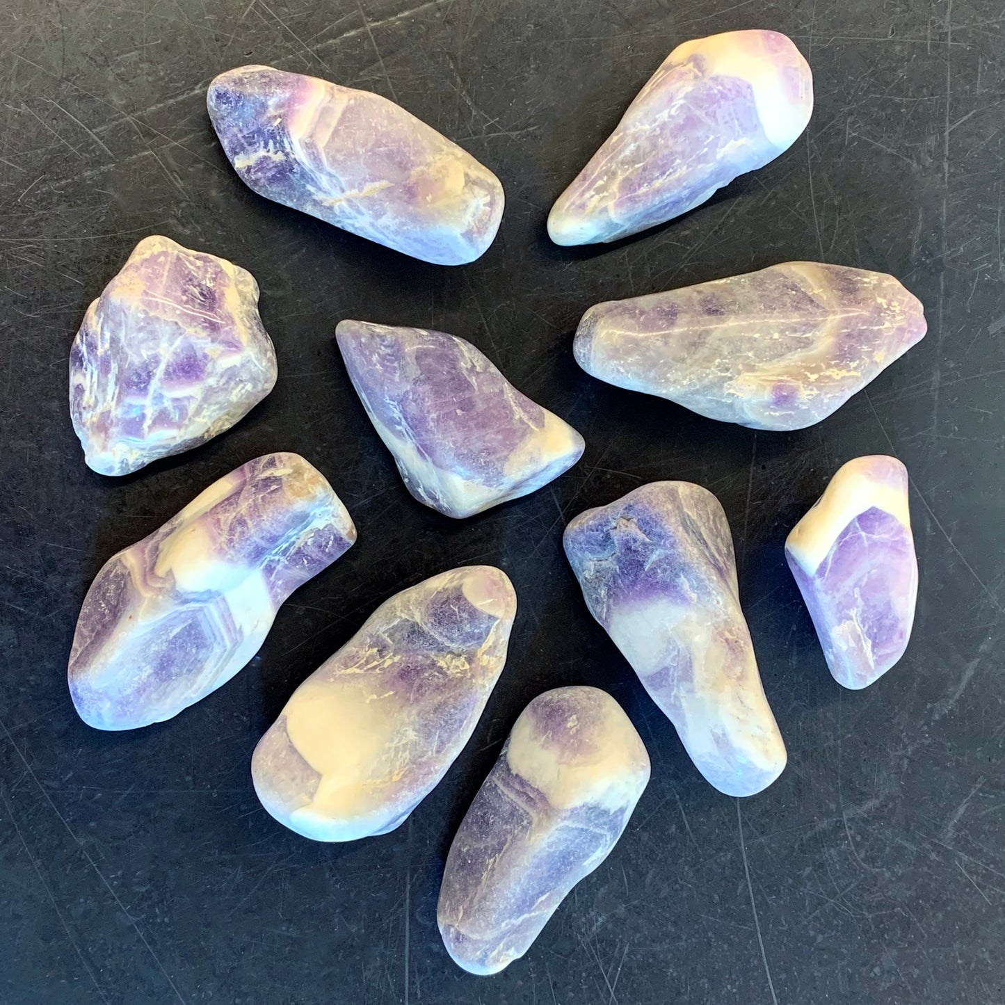 Un- polished amethyst Chevron Pattern