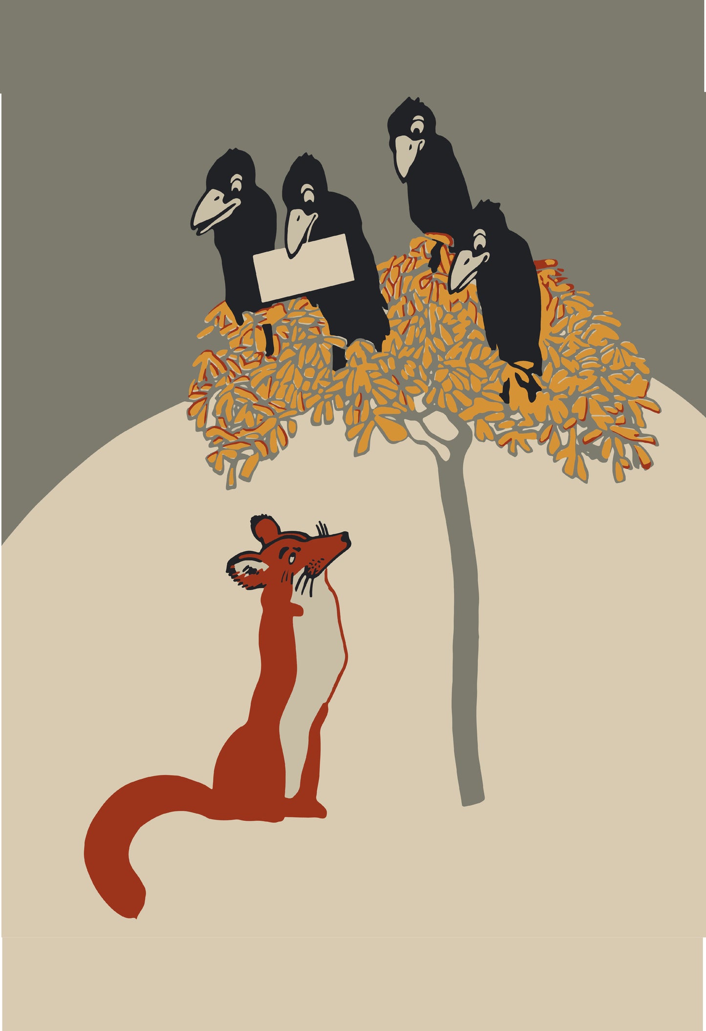 "Fox & Crows" 13 x 19" Archival Poster on Artist Grade BFK Reeves Paper