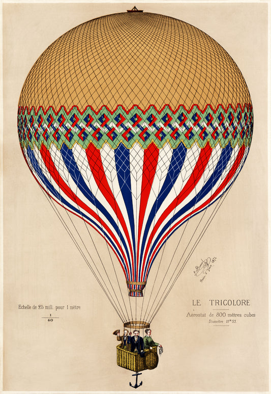 "Hot Air Balloon"" 13 x 19" Archival Poster on Artist Grade BFK Reeves Paper