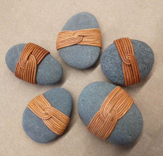 "That's a Wrap" Leather Wrapped Rocks - lot of 12 medium wrapped rocks By Jill Terrill