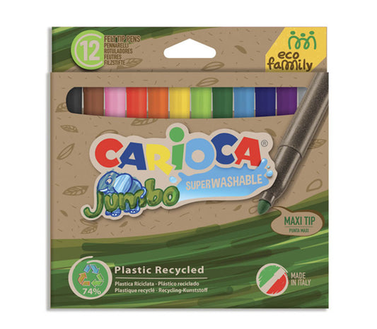 CARIOCA ECO JUMBO SUPER WASHABLE MAXI FELT TIP PENS 12PC SET